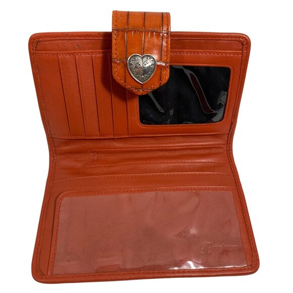 BRIGHTON Orange Leather Puffy Quilted Handbag Side Pockets, Wallet, Dustbag EUC - Picture 3 of 16